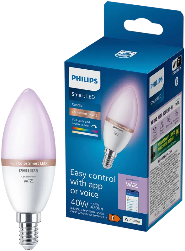 Philips Smart Lighting LED灯丝灯泡5W C37 E14 2200-6500K 470lm RGB