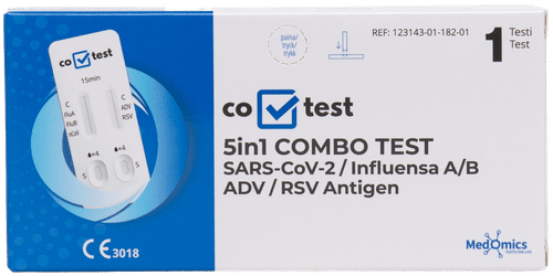 Co-Test 五合一新冠/甲流乙流/腺病毒/呼吸道合胞病毒抗原联合快速检测试剂盒（胶体金法）