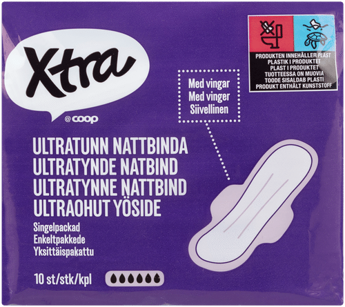 Xtra 超薄带护翼夜用卫生巾 10 kpl