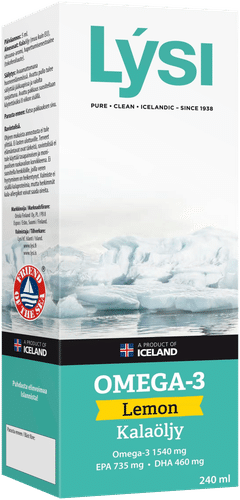 Lysi Omega-3 Lemon sitruunanmakuinen kalaöljy 240ml ravintolisä