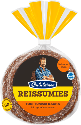 Oululainen Reissumies Tosi Tumma Kaura 4kpl 230g, täysjyväkauraleipä｜Oululainen Reissumies 极黑麦燕麦面包4片230克，全麦燕麦面包