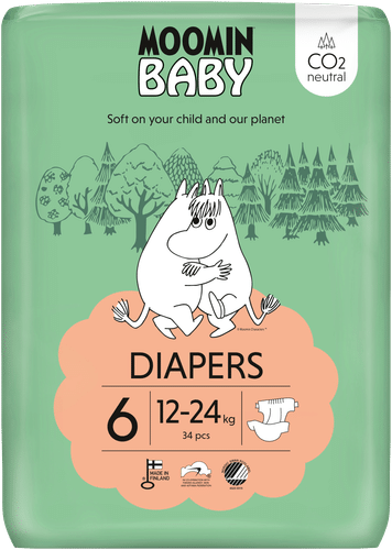 Moomin Baby 粘贴式纸尿裤 6号 34片 12-24kg｜Moomin Baby Diapers teippivaippa 6 - 34 kpl 12-24 kg