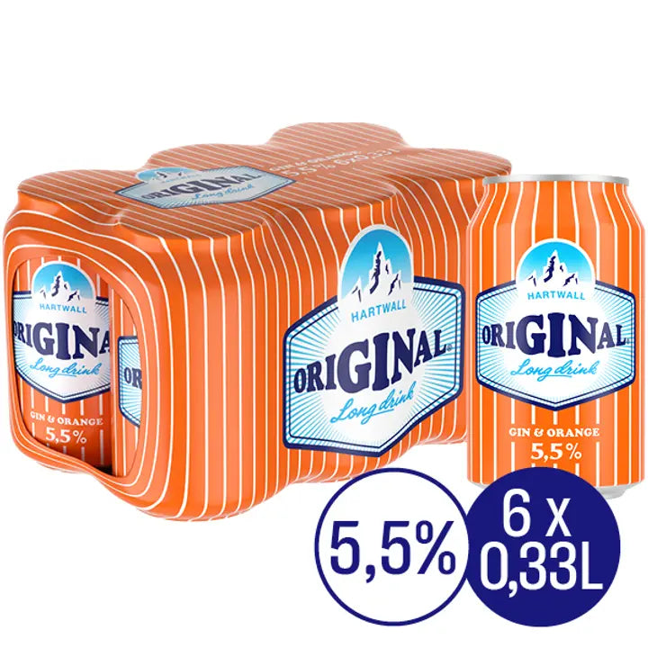 Hartwall Original Long Drink 6 x Hartwall 原味长饮橙触手 5.5% 0,33 l｜6 x Hartwall Original Long Drink Orange lonkero 5,5% 0,33 l