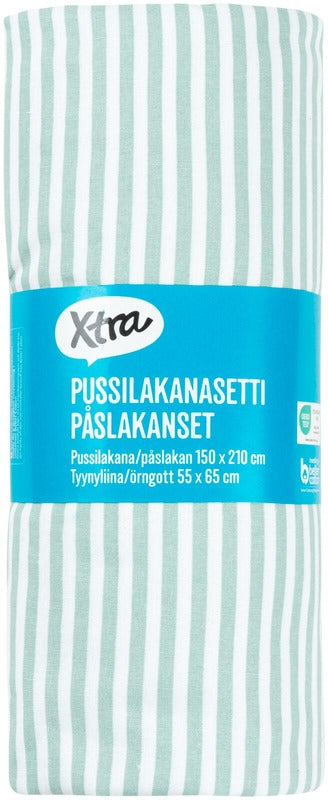 Xtra 被套套装 Lykke 150 x 210 厘米 + 55 x 65 厘米 绿色/白色