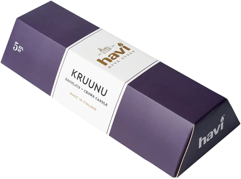 Havi 白色皇冠蜡烛 20厘米 5支 7小时｜Havi Kruunukynttilä valkoinen 20cm 5kpl 7h