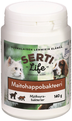 SertiLife maitohappobakteeri lemmikkien suolistoflooran tasapainottamiseksi 140 g