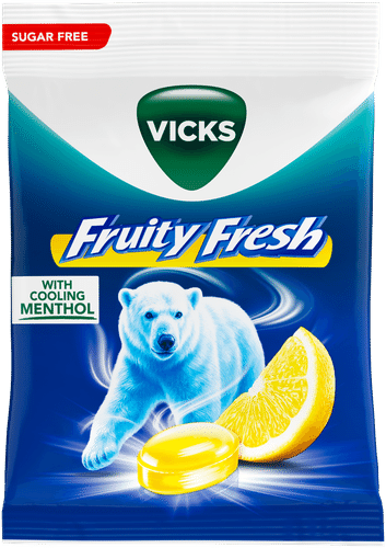 Vicks Fruity Fresh Lemon sokeriton kurkkupastilli 72g
