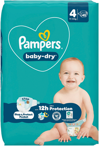 Pampers 婴儿干爽纸尿裤 S4 9-14kg 45片｜Pampers Baby Dry S4 9-14kg 45kpl vaippa