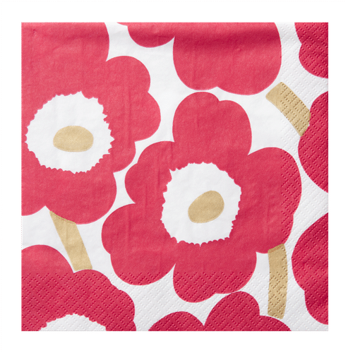 Marimekko 罂粟花红金色餐巾 20条/33厘米