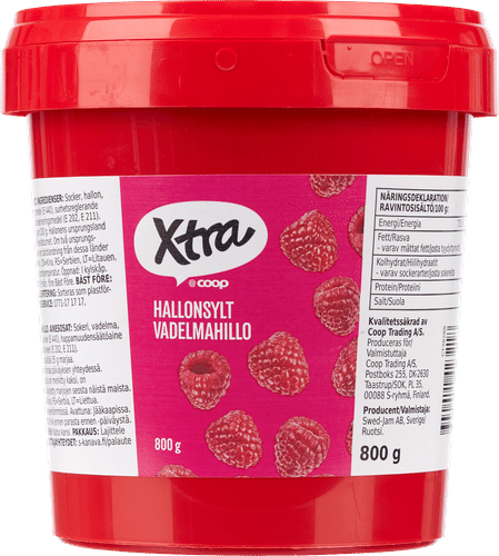 Xtra vadelmahillo 800 g｜Xtra 覆盆子果酱 800 g