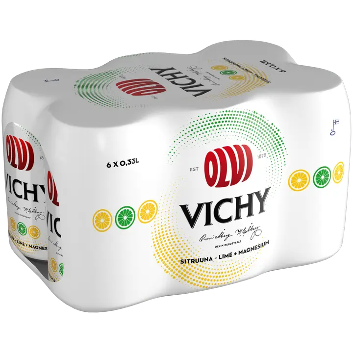 6xOLVI Vichy+Mg Sitruuna&Lime 0,33 l tlk｜Olvi 6xOLVI 维希+镁柠檬和青柠 0.33 升 tlk