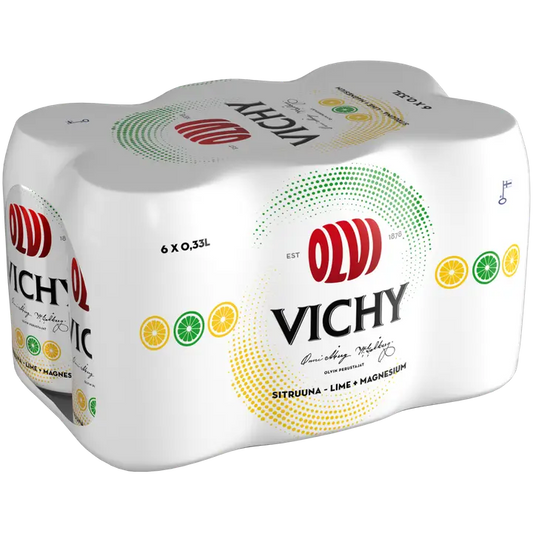 6xOLVI Vichy+Mg Sitruuna&Lime 0,33 l tlk｜Olvi 6xOLVI 维希+镁柠檬和青柠 0.33 升 tlk