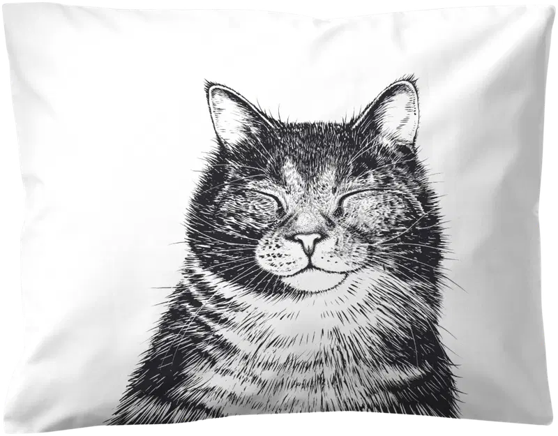 Finlayson 枕套 猫 50X60 黑白色｜Finlayson tyynyliina Kissa 50X60 musta-valkoinen