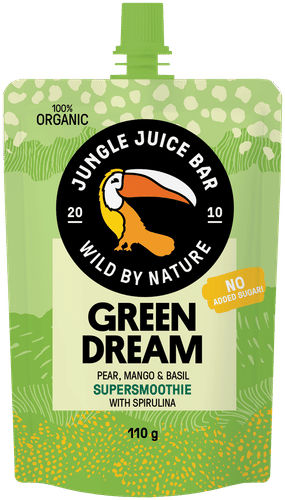 Jungle Juice Bar luomusmoothie päärynä-mango-basilika-spirulina 110g