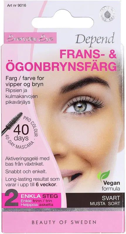 Depend 睫毛眉毛快速染黑 9016｜Depend Ripsien ja Kulmakarvojen Pikavärjäys Musta 9016