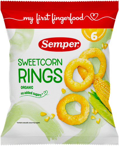 Semper 甜玉米圈有机零食 6个月起 20g｜Semper Sweetcorn rings luomunaksu alkaen 6kk 20g