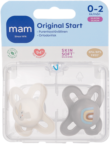 MAM Start 硅胶奶嘴 2个装 0-2个月｜MAM Start Silk Teat 2kpl 0-2kk silikonitutti