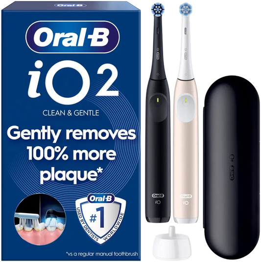 Oral-B iO2 Night Black/Calm Pink Duo电动牙刷+旅行盒｜Oral-B iO2 Night Black/Calm Pink Duo sähköhammasharja + matkakotelo