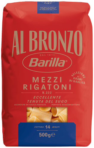 Barilla-Al Bronzo Barilla Al Bronzo 中号波纹管面 约322 硬质小麦意面 500g｜Barilla Al Bronzo Mezzi Rigatoni n. 322 durumvehnästä valmistettu pasta 500g
