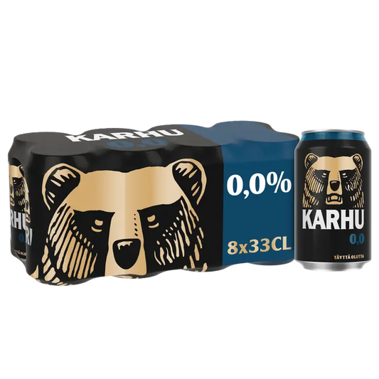 8-pack Karhu Alkoholiton Lager olut 0,0% tölkki 0,33 L｜Karhu 8 罐装 Karhu 0度饮料 0.0% 罐装 0,33 L