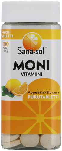 Sana-sol 多种维生素矿物质橙子/柠檬咀嚼片膳食补充剂100片/107克