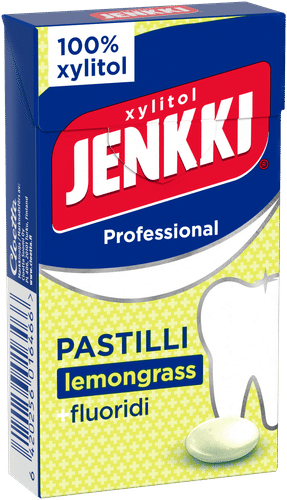 Jenkki Professional 柠檬草+氟化物全木糖醇含片 34g｜Jenkki Professional Lemongrass +fluoridi täysksylitolipastilli 34g