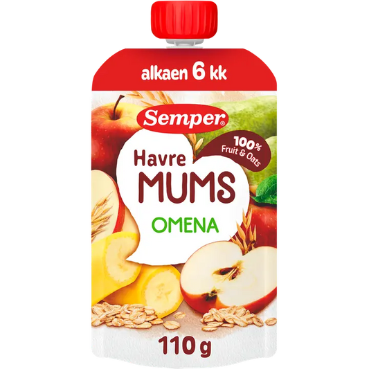 Semper Havremums Omena & kaura 6kk hedelmäsose 110g｜Semper Havremums 苹果燕麦 6 个月果泥 110g
