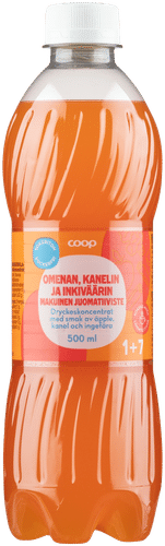 Coop omenan, kanelin ja inkiväärin makuinen juomatiiviste sokeriton 0,5l