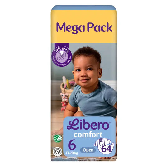 LIBERO Comfort teippivaippa koko 6, 64kpl, 13-20kg｜Libero 舒适胶带尿布尺寸 6，64 片，13-20 公斤