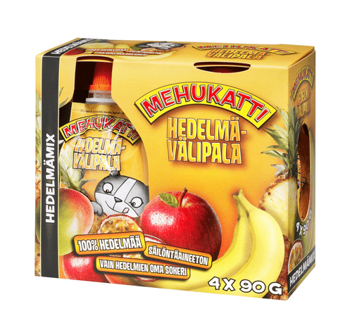 Mehukatti Hedelmävälipala Mehukatti水果混合果泥零食 4x90g