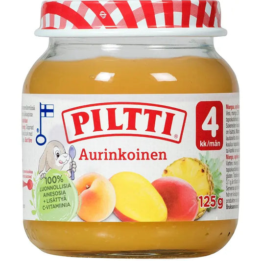 PILTTI 125g Aurinkoinen hedelmäsose 4kk｜Piltti 125g 阳光果泥 4 个月