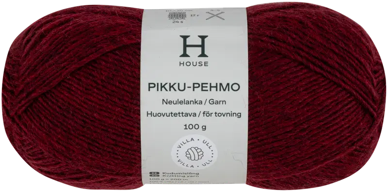 House 羊毛线 Pikku pehmo 100克 酒红 200094｜House villalanka Pikku pehmo 100 g Burgundy 200094