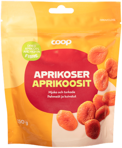 Coop pehmeät kuivatut aprikoosit 150 g