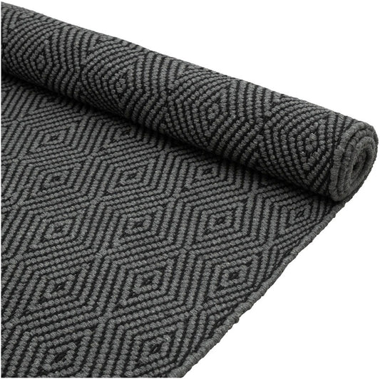House 棉质地毯 Twill 60x90 厘米 灰色/黑色