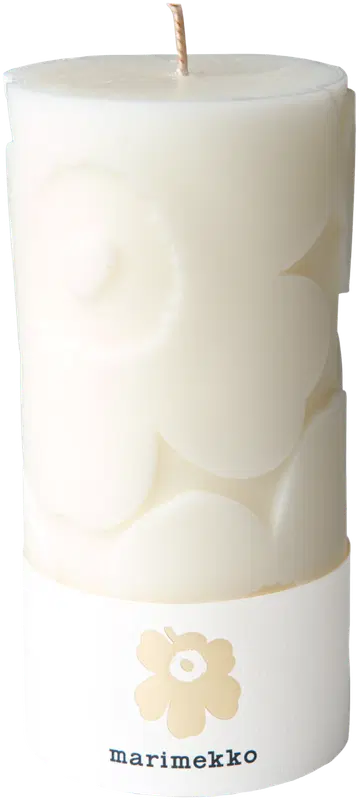 Marimekko 罂粟花自然白桌用蜡烛 1支/6.5x14厘米｜Marimekko Unikko luonnonvalkoinen pöytäkynttilä 1kpl/6,5x14cm