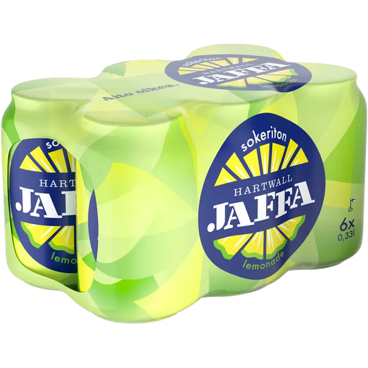 6 x Hartwall Jaffa Lemonade Sokeriton virvoitusjuoma 0,33 l｜Hartwall Jaffa 6 x Hartwall Jaffa 柠檬水无糖软饮料 0,33 l