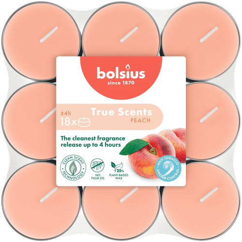 Bolsius True Scents – 香薰加热蜡烛 – 蜜桃 – 18个/包｜Bolsius True Scents – tuoksulämpökynttilät – Peach– 18 kpl/pakkaus
