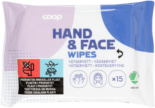 Coop 手脸湿巾 15 kpl｜Coop Hand & Face kosteuspyyhe 15 kpl