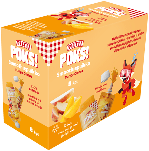 PILTTI POKS! 8x70g Smoothiepuikko Mango-omena monipakkaus