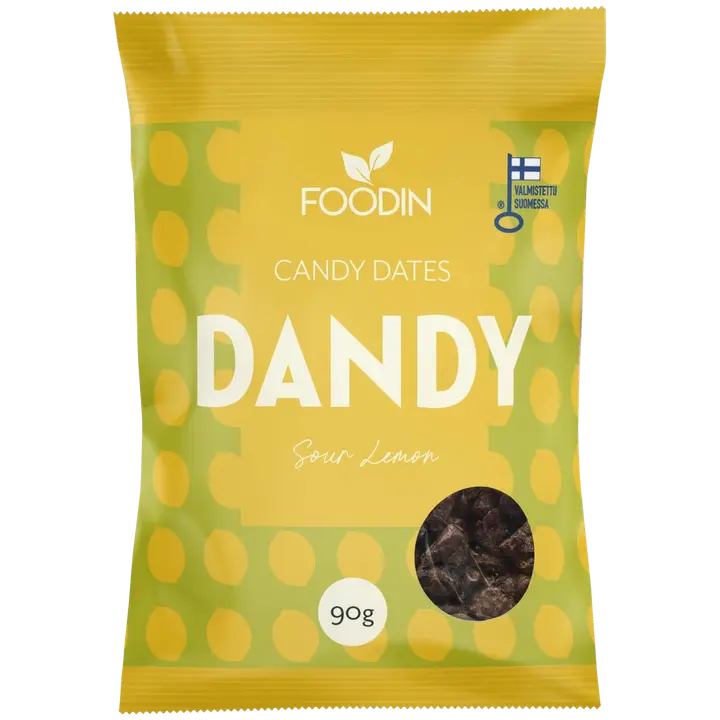 Foodin Dandy Candy Dates, Sour Lemon, 90 g-Foodin 丹迪糖枣、酸柠檬、 90 g