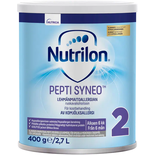 Nutrilon Pepti Syneo 2 400g 临床营养配方粉（6-12月龄）｜Nutrilon Pepti Syneo 2 400g, kliininen ravintovalmiste lehmänmaitoallergian ruokavaliohoitoon, jauhe, 6-12kk