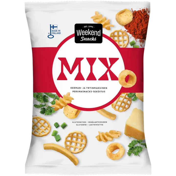Weekend Snacks Weekend Mix Kerman- ja Yrtinmakuinen Perunasnacks-Sekoitus 180g-Weekend Snacks 周末混合奶油和香草味土豆零食混合 180g