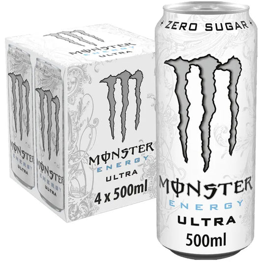 Monster Energy White energiajuoma tölkki 4x0,5 L｜Monster Energy 白色能量饮料罐 4x0,5 L