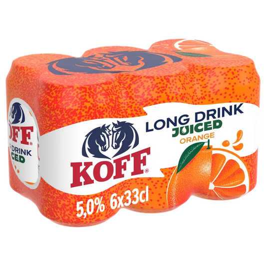 6-pack Koff Long Drink Juiced Orange long drink 5 % tölkki 0,33 L｜Koff 6 件装 Koff 长饮橙汁长饮 5% 罐装 0,33 L