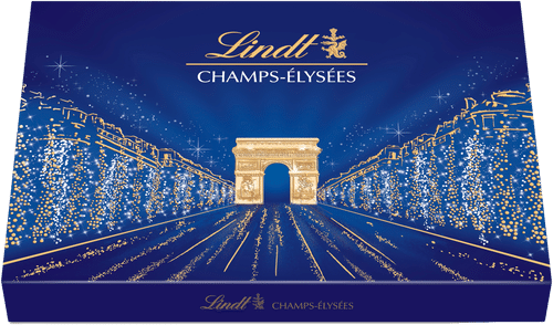 Lindt CHAMPS ÉLYSÉES valikoima hienoja maito-, tumma- ja valkosuklaakonvehteja rasia 469g