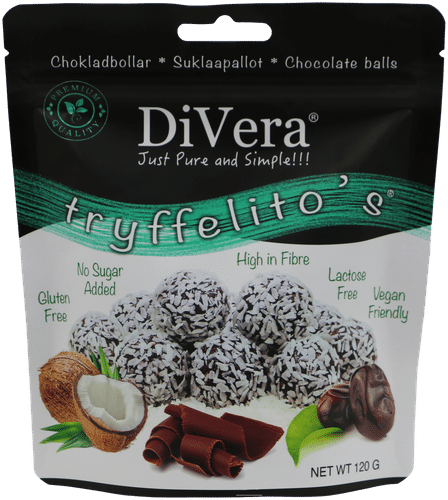 DiVera Just Pure and Simple!!! Tryffelito's Kookospallot runsaskuituinen vegaaninen 120g