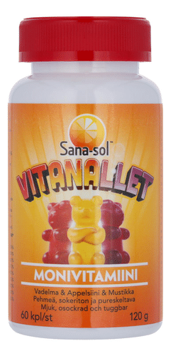 Sana-sol 维他熊 多种维生素 覆盆子&橙子&蓝莓味 60kpl