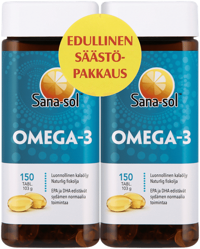 Sana-sol Omega-3 天然鱼油 Omega-3脂肪酸胶囊 膳食补充剂 2x150kaps