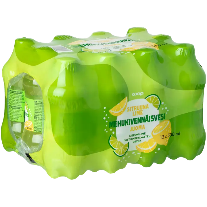 12 x Coop Sitruuna-lime mehukivennäisvesijuoma 330 ml｜Coop 12 x Coop 柠檬汁矿泉水饮料 330 ml