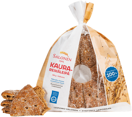Leipomo Salonen Kaurareikäleipä 380 g kauraleipä, halkaistu｜Leipomo Salonen 燕麦圈面包 380克 燕麦面包，切半